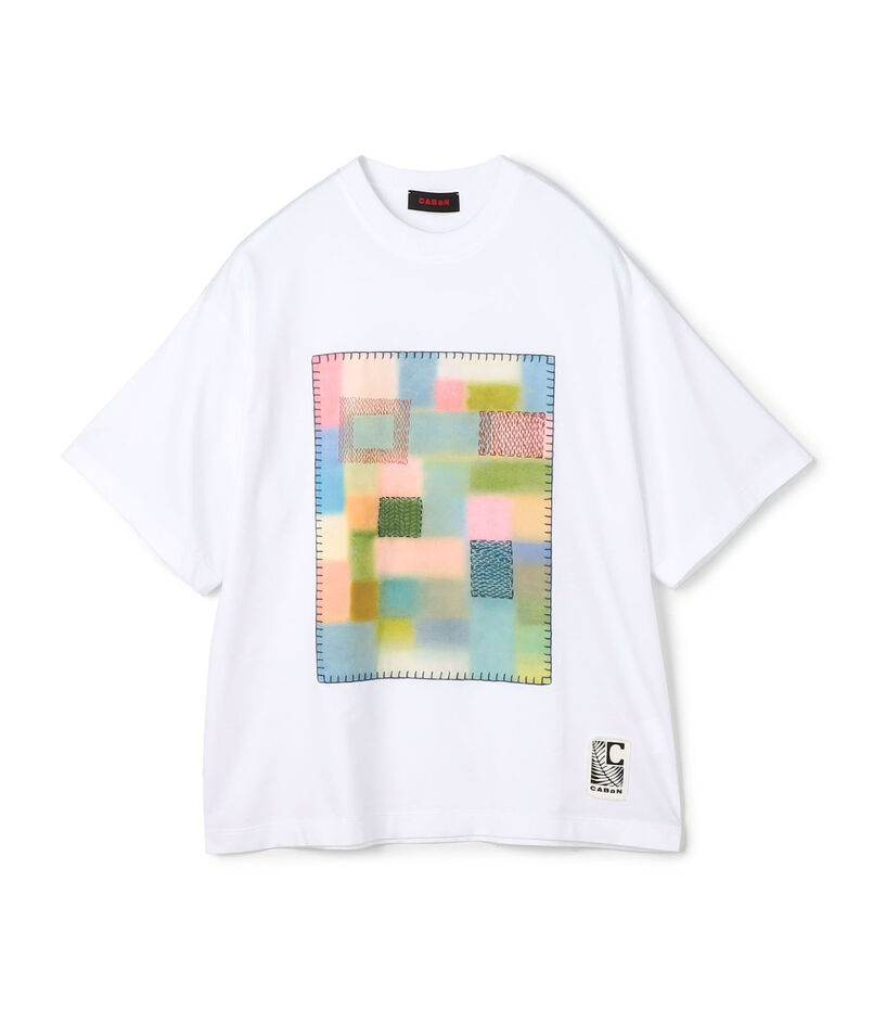 CABaN スビンコットン モザイクプリントTシャツ