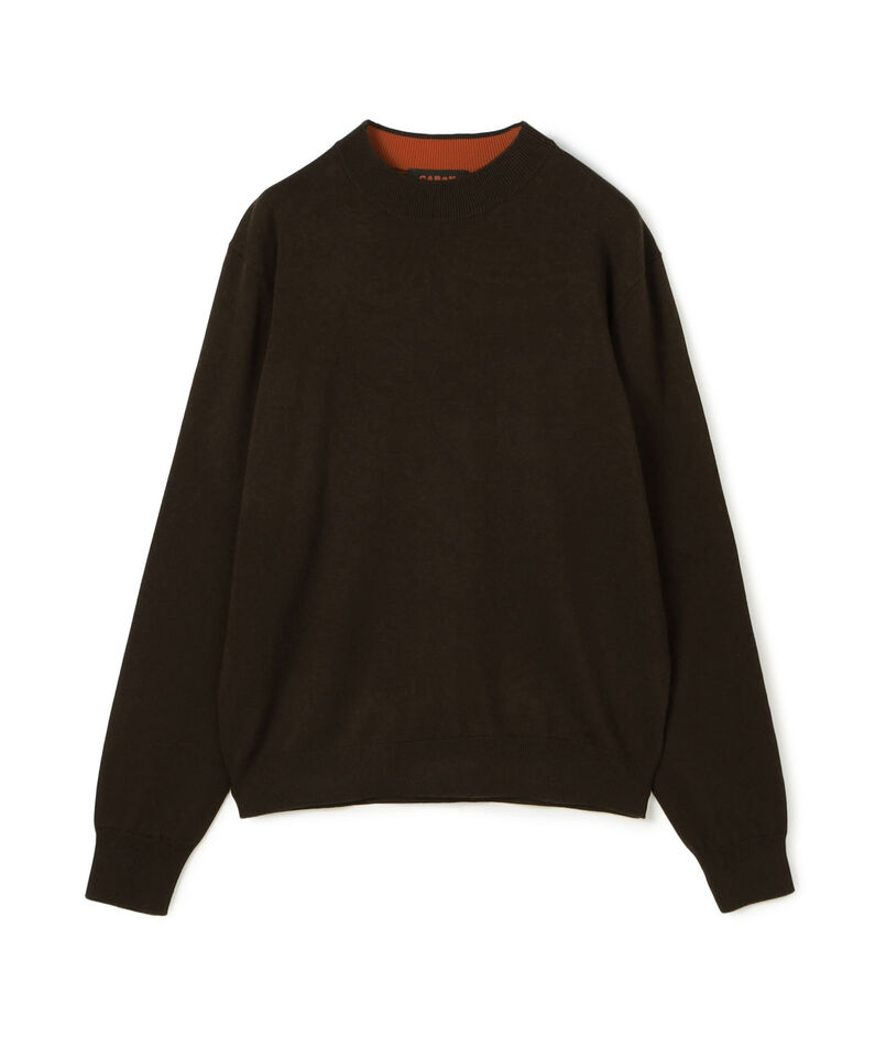 コットンカシミヤ プレーンモックネックプルオーバー