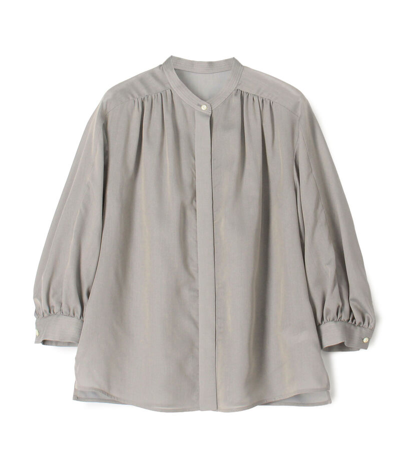 【WEB先行予約】レーヨンキュプラシャンブレー ギャザーブラウス