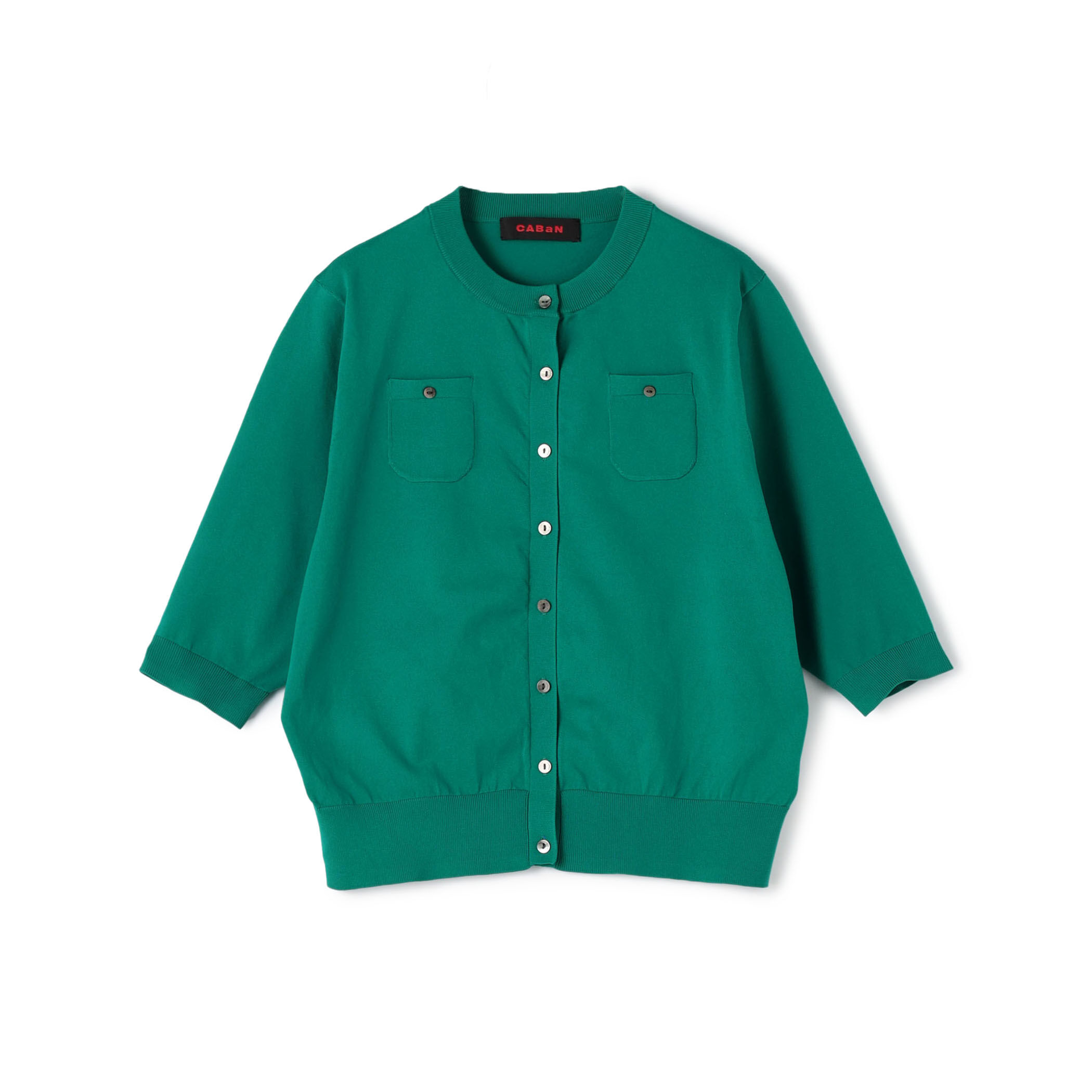 CABaN ファインポリエステルハーフスリーブポケットカーディガン　新品タグ付き ファインポリエステル ハーフスリーブポケットカーディガン