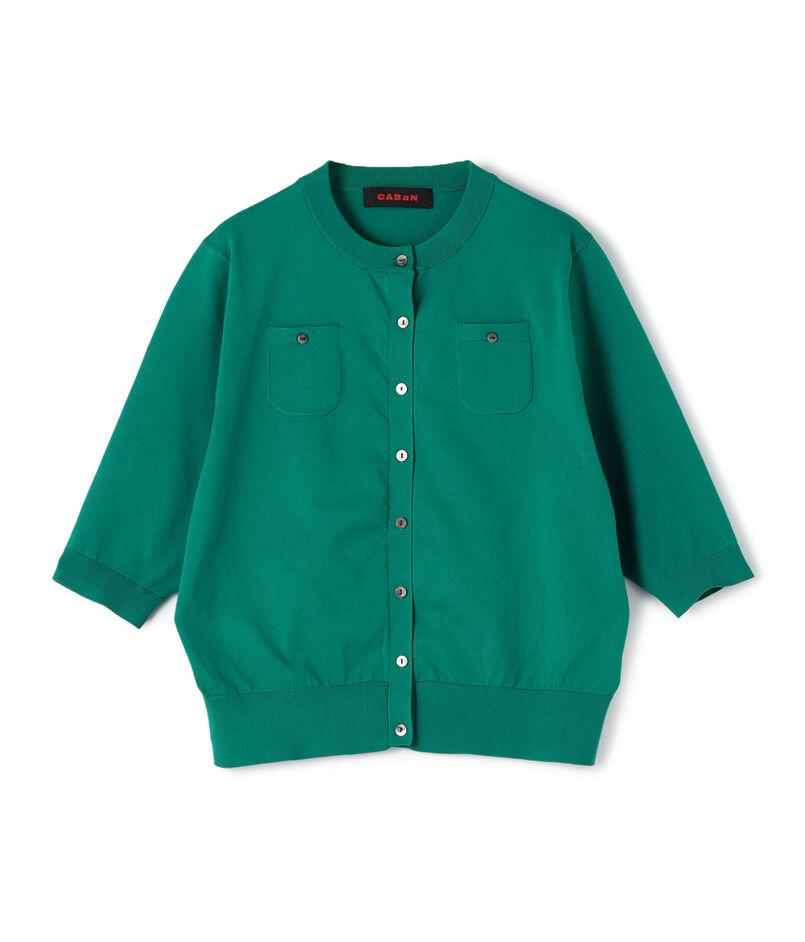 ファインポリエステル ハーフスリーブポケットカーディガン