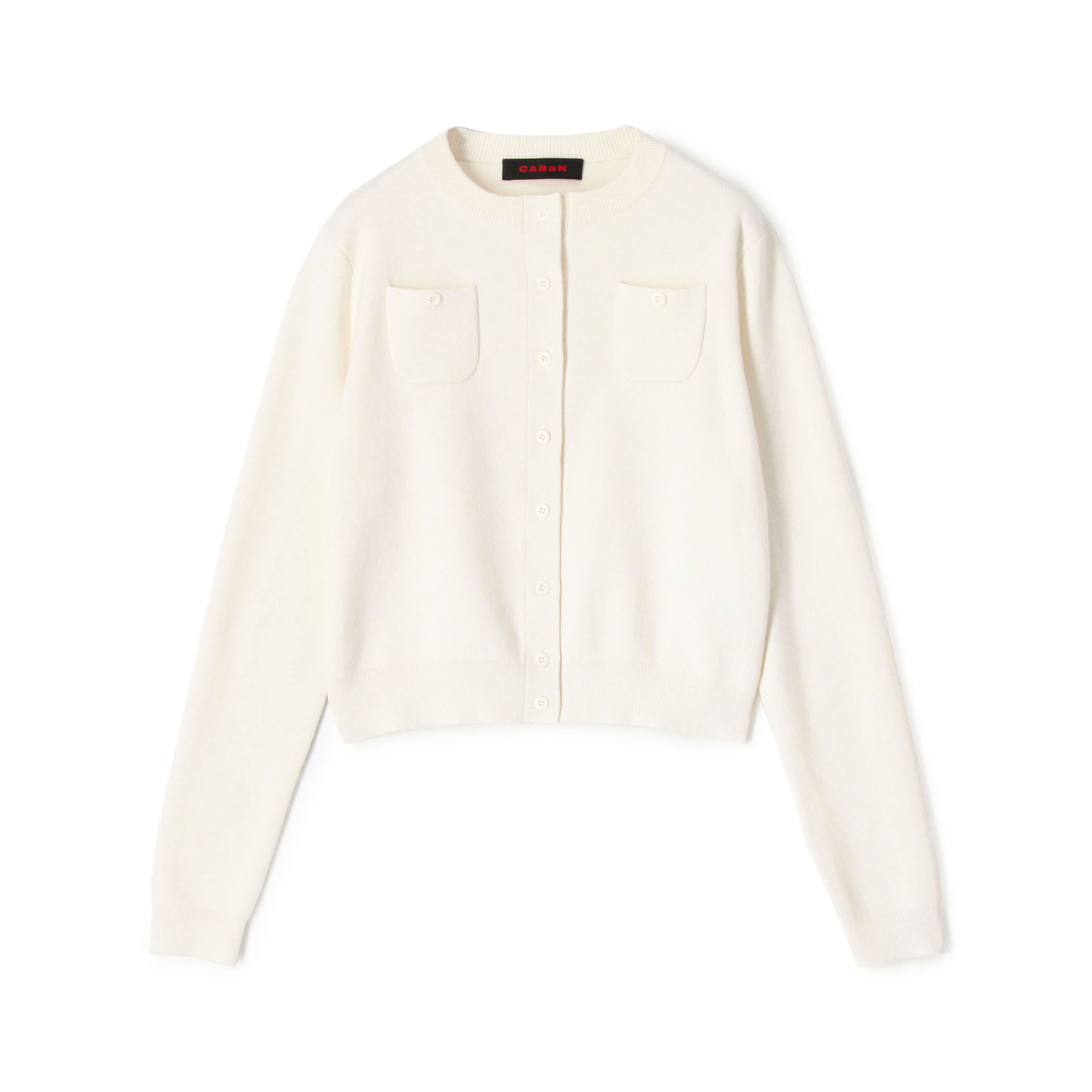 CABaNキャバン コットンカシミヤ クルーネックカーディガン ホワイト白