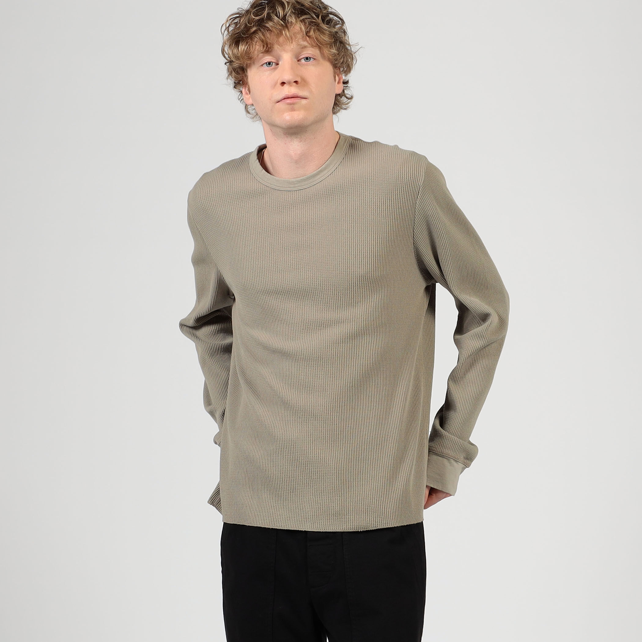 cleaveland カットソー コットンリネンワッフル ロングスリーブカットソー MCLW3747