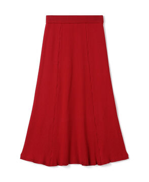 ウールポリエステルリブ パネルフレアスカート