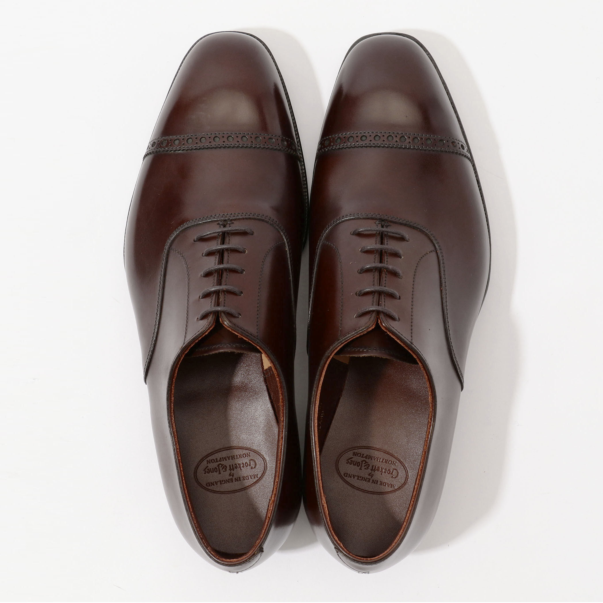 CROCKETT&JONES BELGRAVE3 パンチドキャップトゥ レザーシューズ