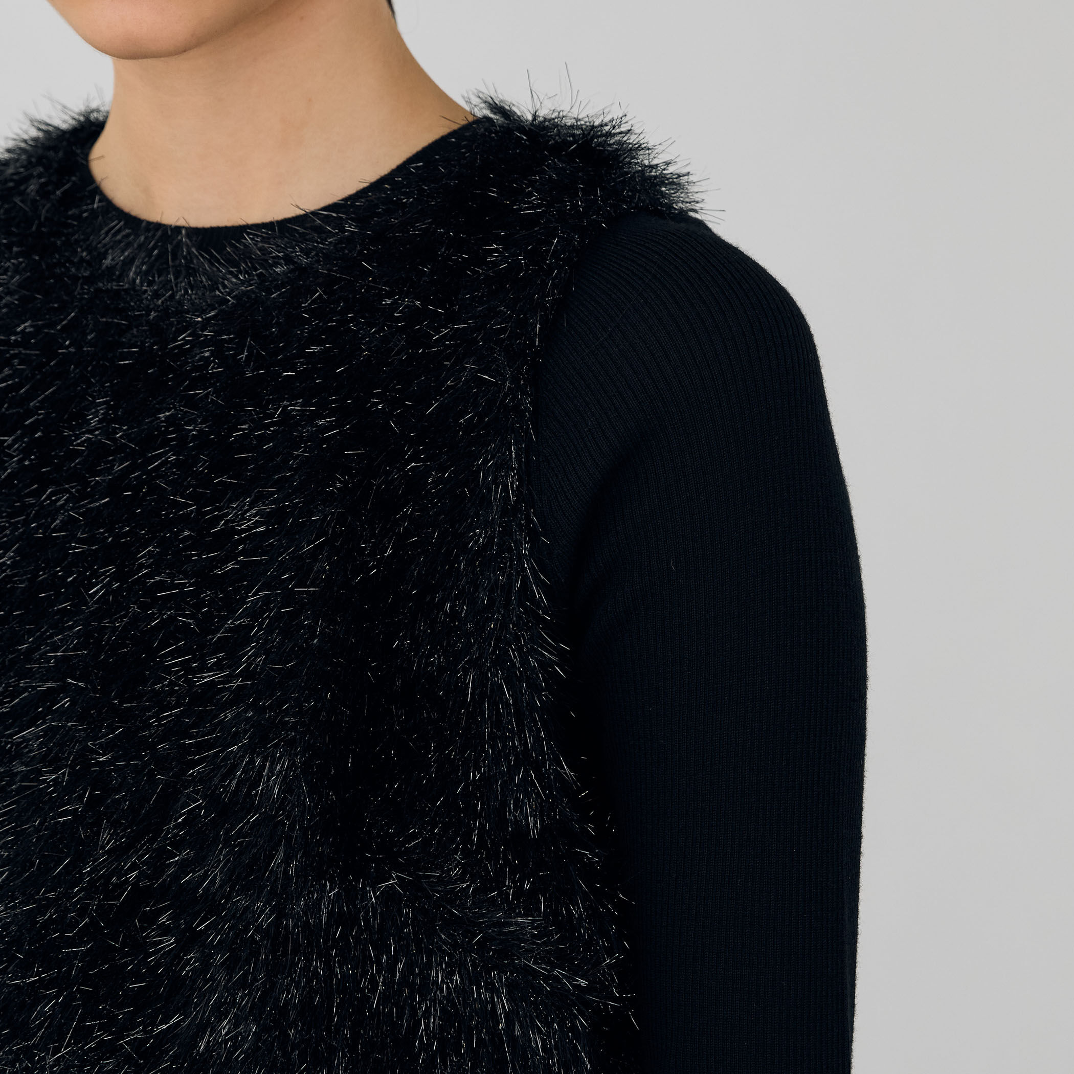 【2024AW】デプレ レイニーシャギー クルーネックベスト 定価6.5万円 黒 2024AW】デプレ レイニーシャギー クルーネックベスト 定価6.5万