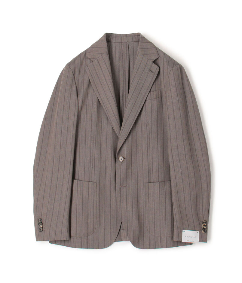 CARUSO Butterfly ウール ストライプ シングルブレステッド2Bジャケット