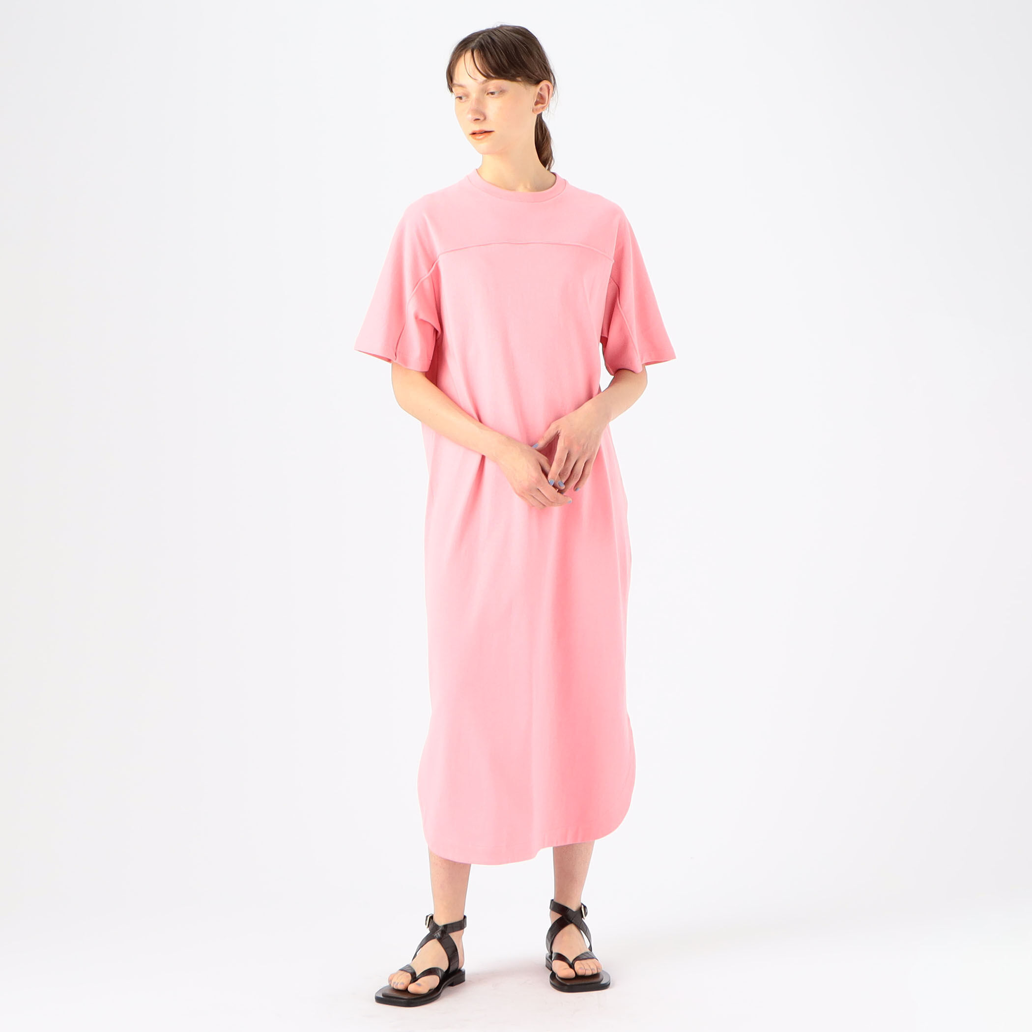 【新品タグ付き】MACPHEE コットンジャージー クルーネックワンピース MORE10%OFF対象〉コットンジャージー クルーネックワンピース