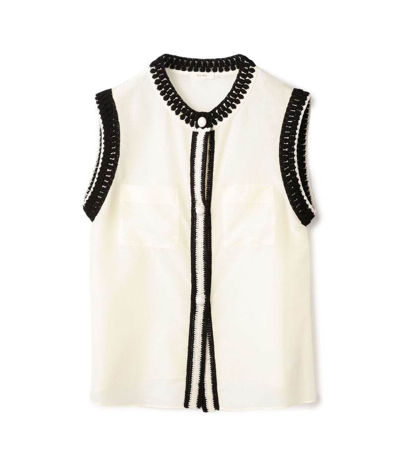 コットンシルクローン スリーブレスブラウス