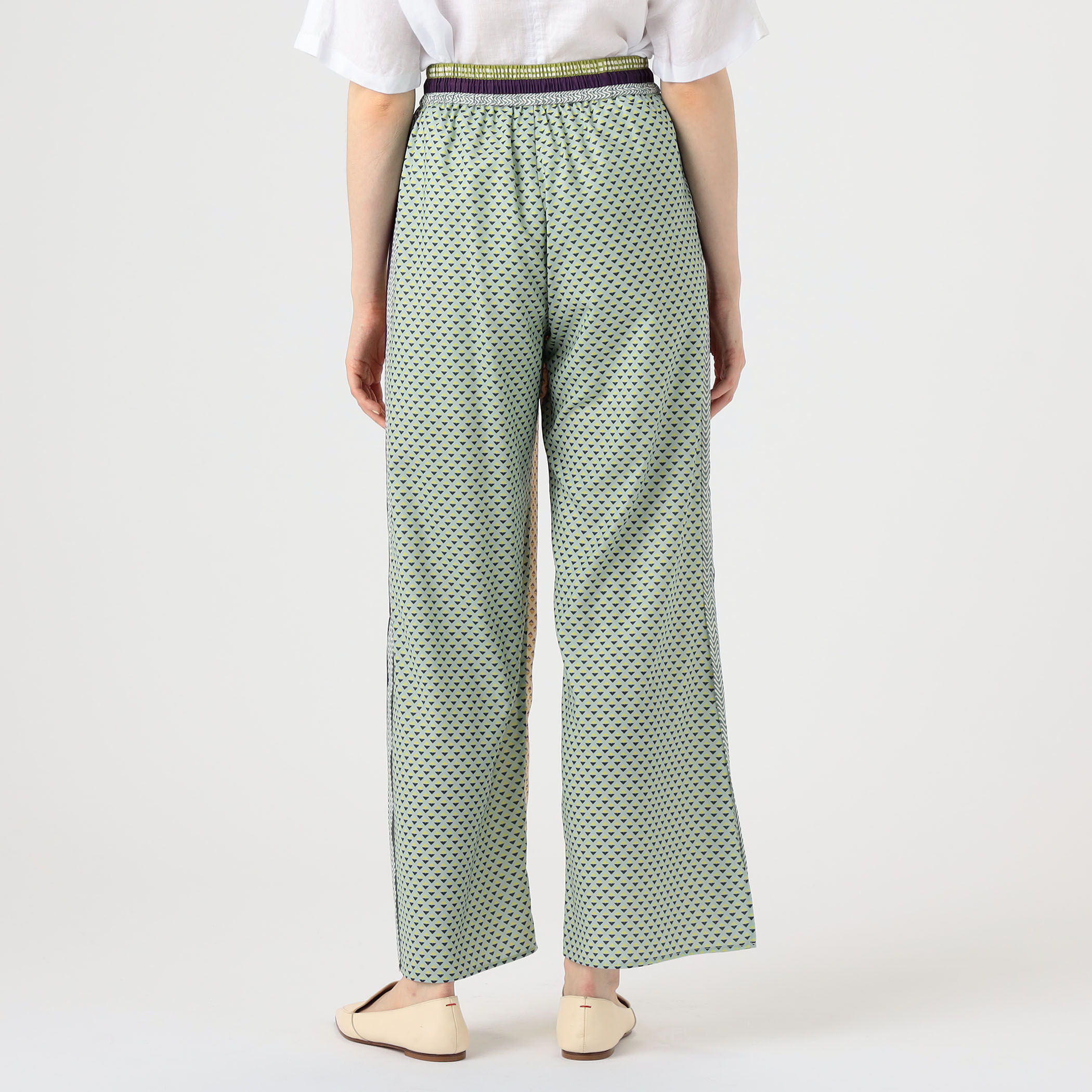 SOULEIADOトゥモローランド　ポリエステルプリントストレートワイドパンツ ポリエステルプリント ストレートワイドパンツ