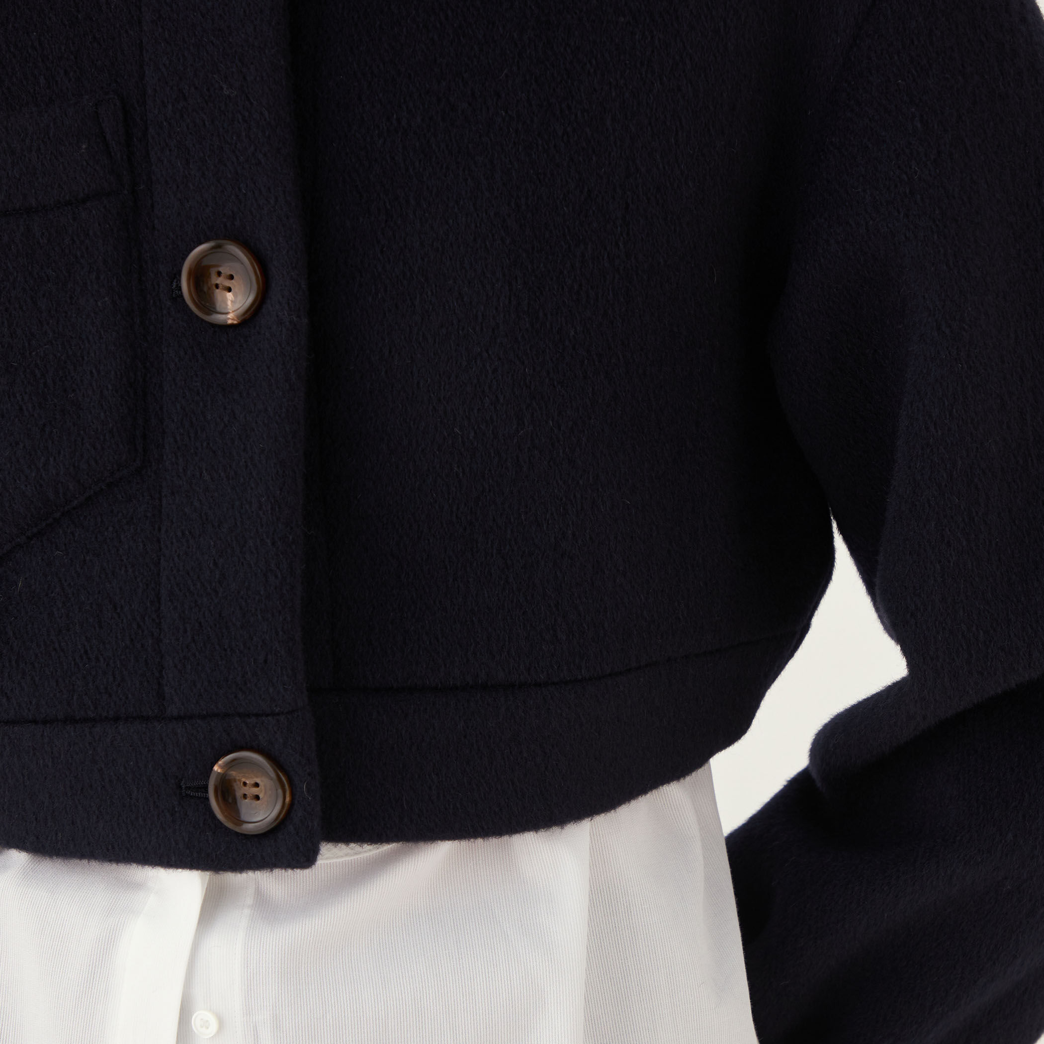 DES PRES キッドモヘヤミニシャギー チェスターコート ネイビー DES PRES 【DES PRES】キッドモヘヤミニシャギー チェスター