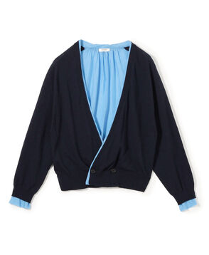 ファブリックコンビ Vネックカーディガン