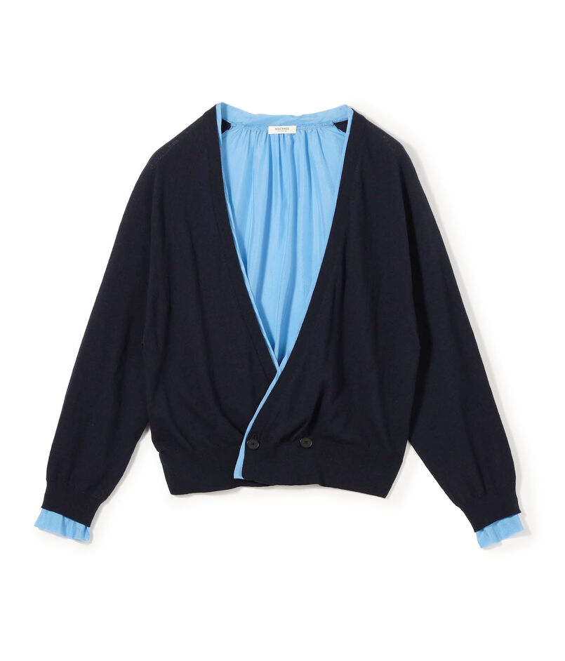 ファブリックコンビ Vネックカーディガン