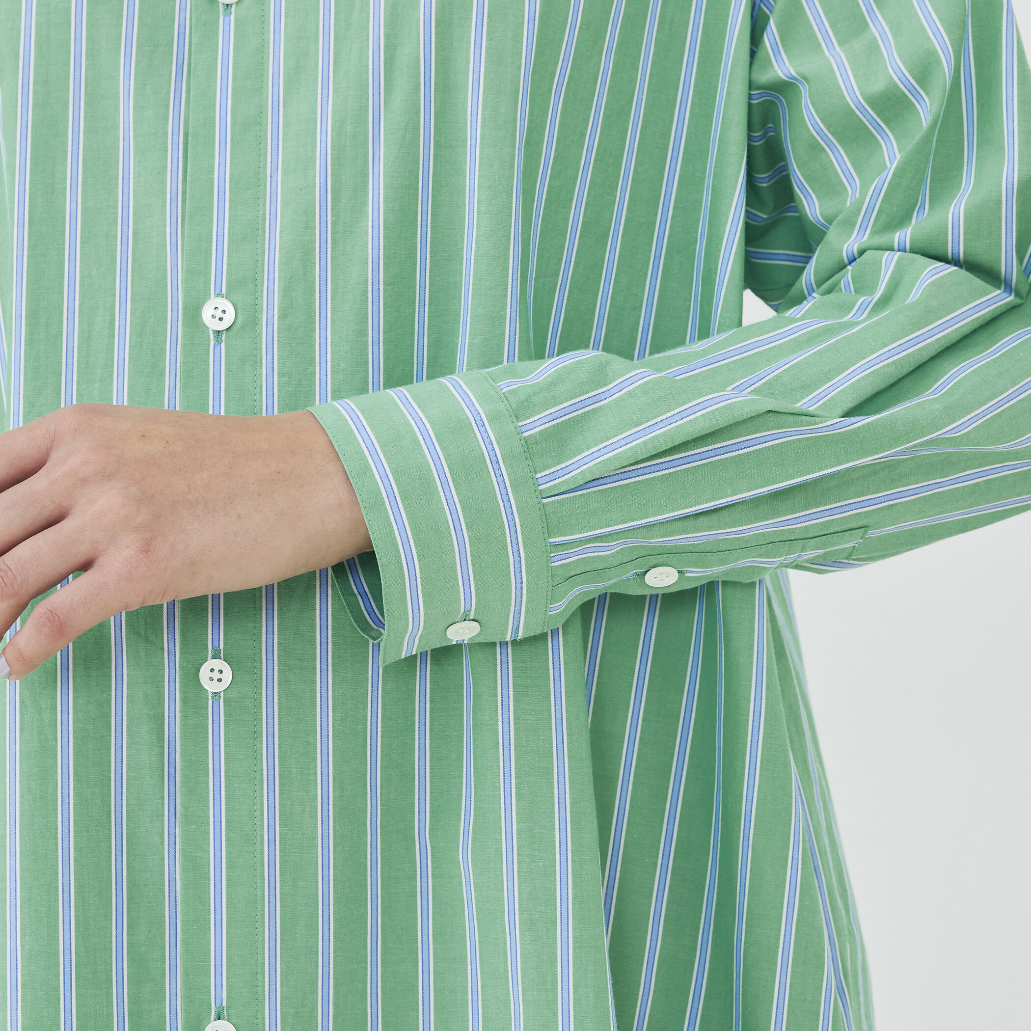 ストライプブロード ロングシャツワンピース｜トゥモローランド 公式サイト