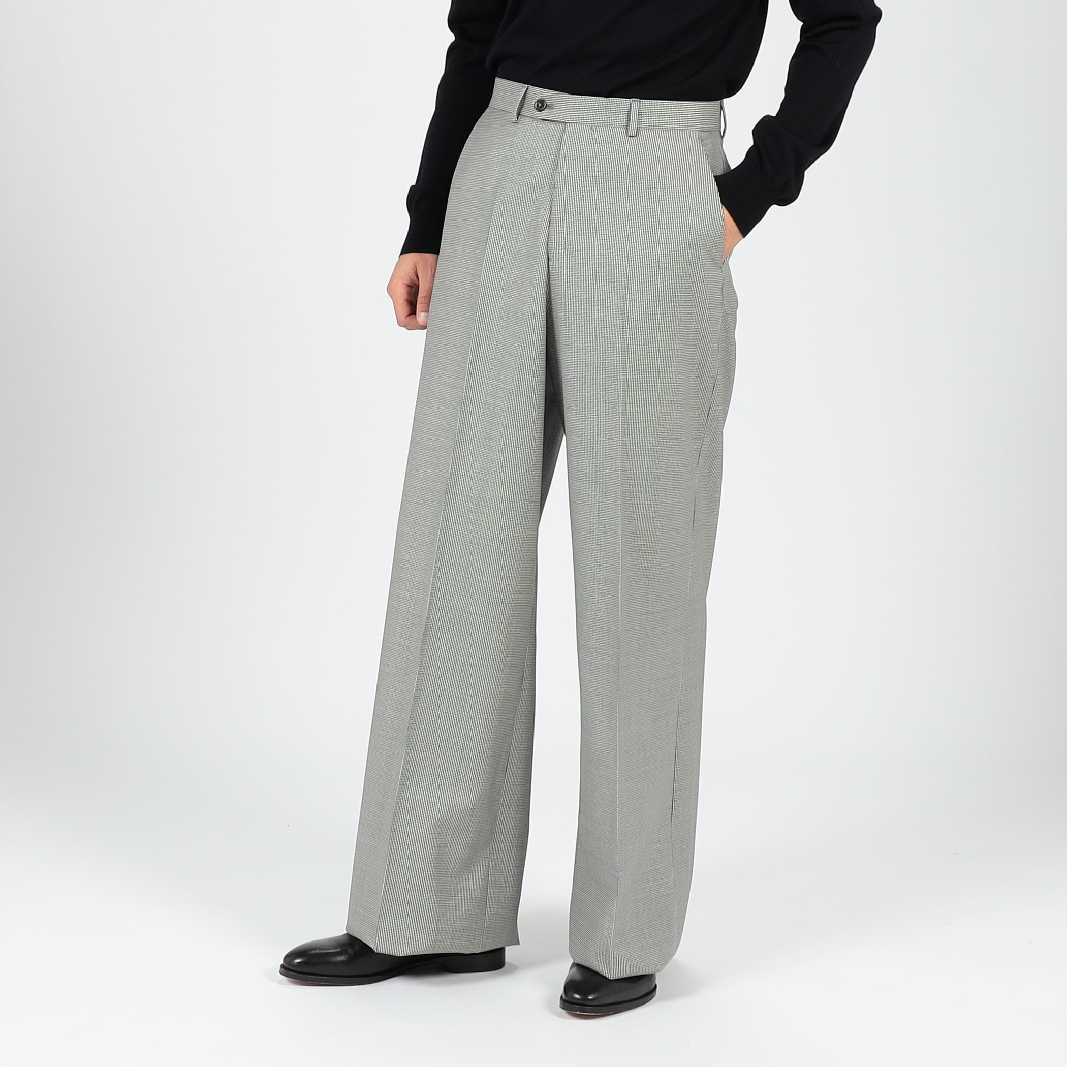 BIBOJA ウールハウンドトゥース バギーストレート ノープリーツ