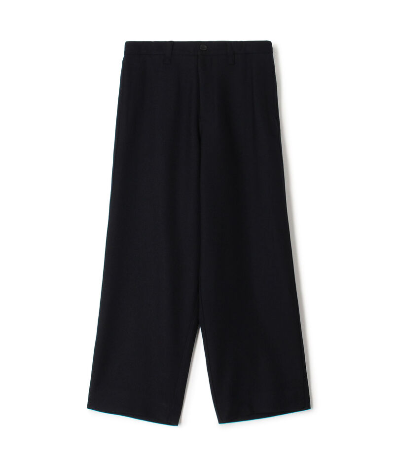 ウールギャバジン ノープリーツバレルパンツ