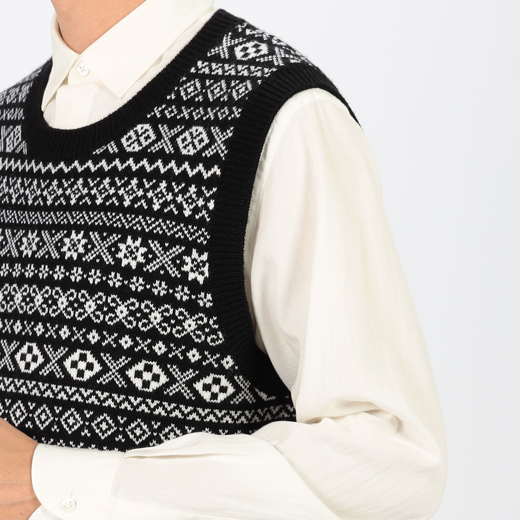 ウールカシミヤ フェアアイル クルーネックプルオーバー ニットベスト