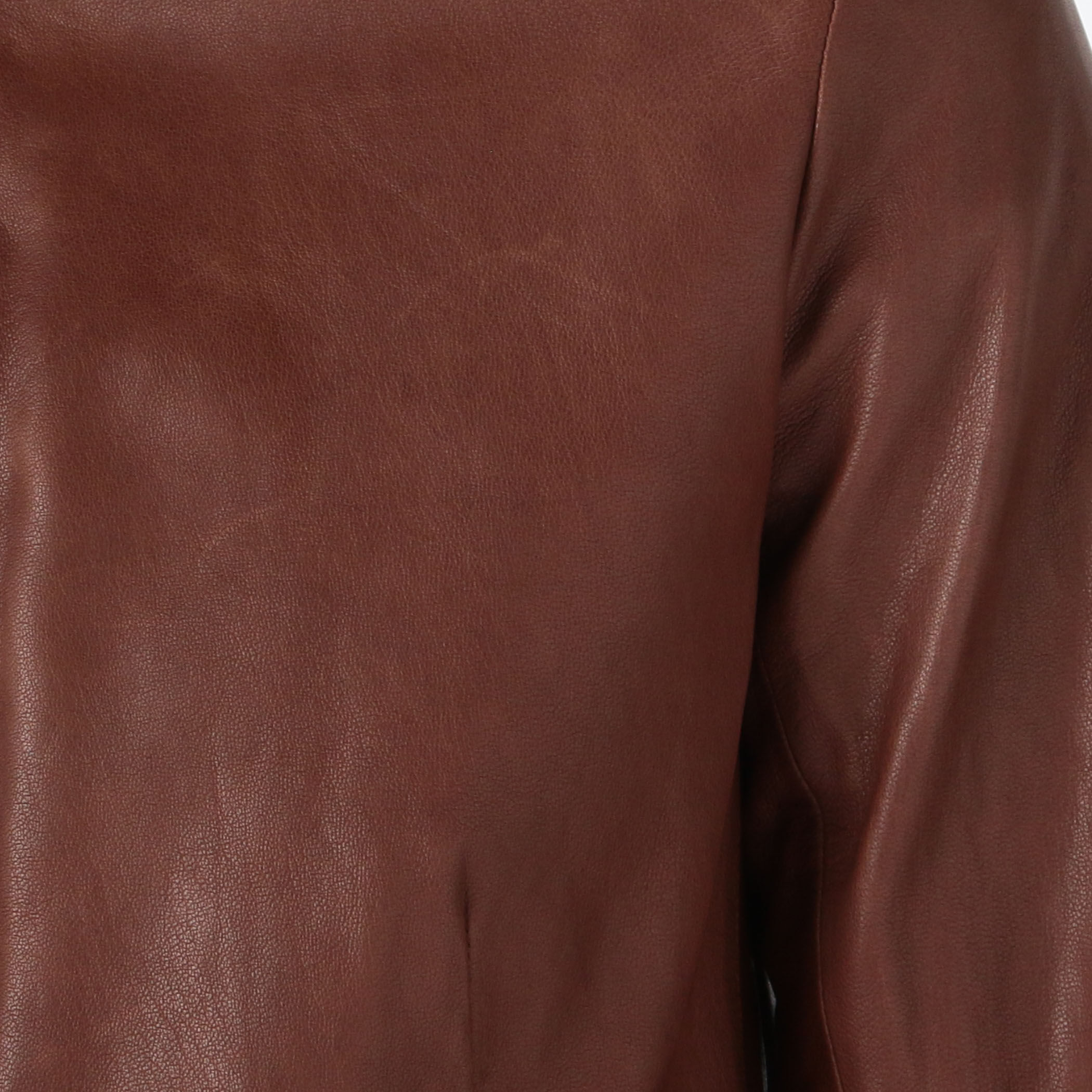 ライダースジャケット【羊革】トゥモローランド ノーカラー レザージャケット ライトブラウン Mサイズ