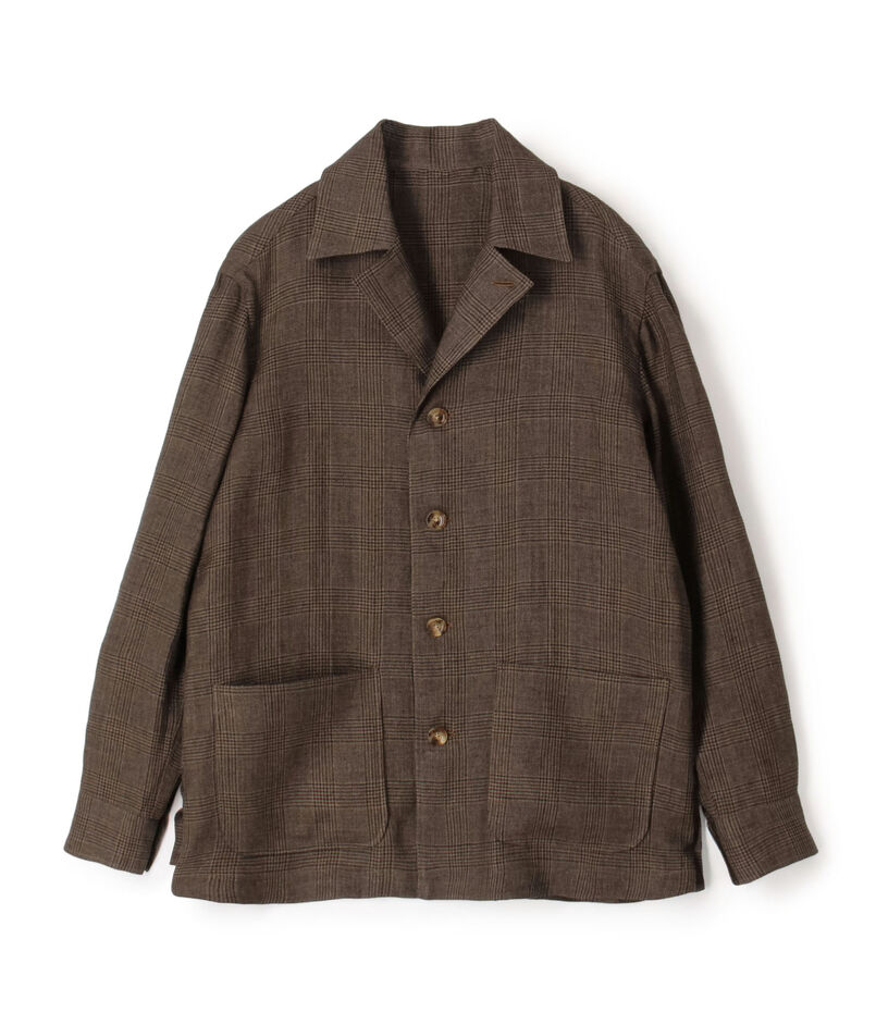 リネングレンチェック ハンドカバーシャツブルゾン
