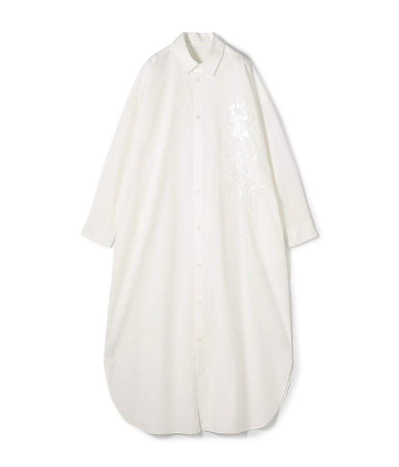 コットンポプリンエンブロイダリー シャツワンピース