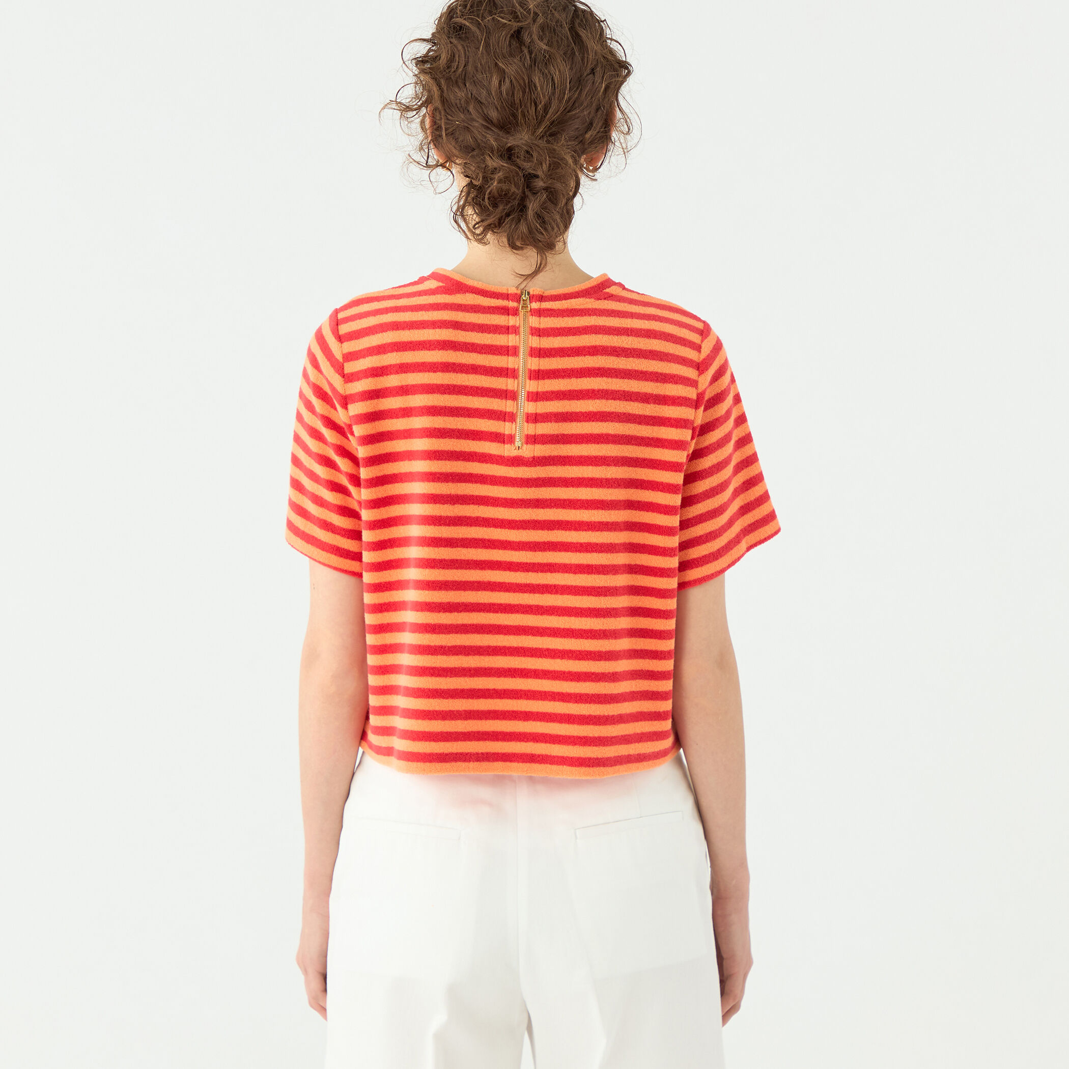 tシャツ パイルボーダー ハーフスリーブプルオーバー レディース パイルボーダー ハーフスリーブプルオーバー｜トゥモローランド
