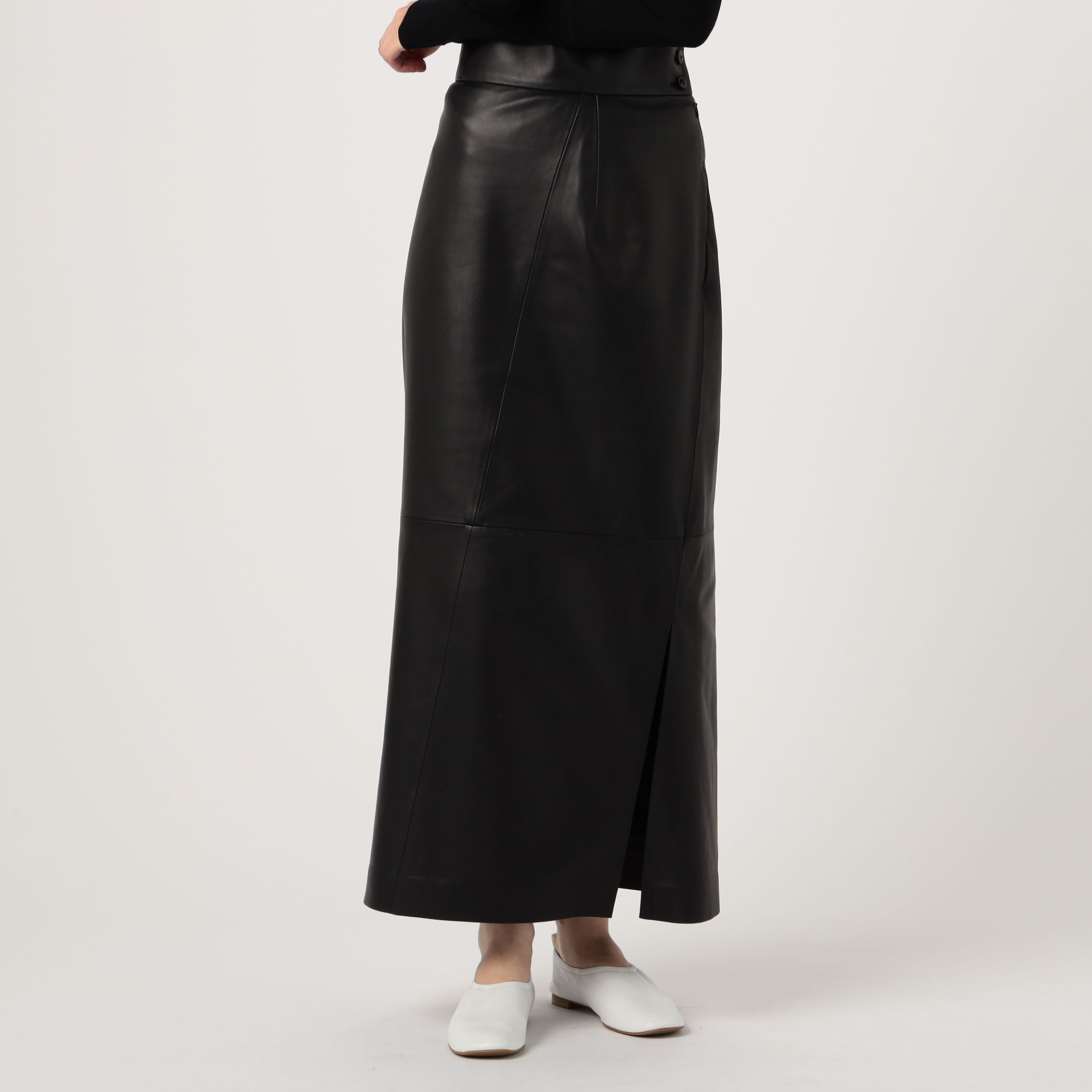 ブラックシープ羊新品未使用品ビンテージブラックレザータイトスカート黒革皮個性ファッション