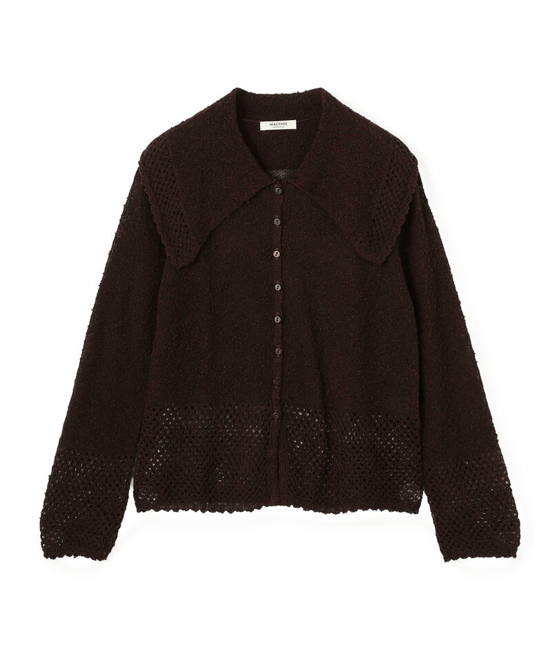 レーシーニット ビックカラーカーディガン