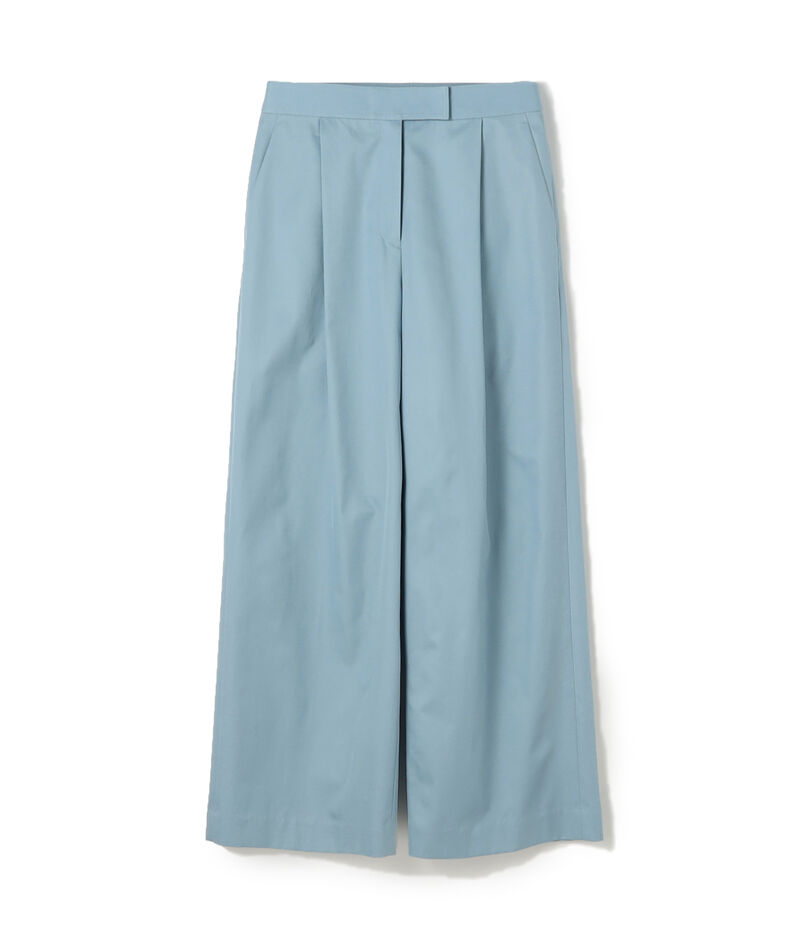 コットンギャバジン タックワイドパンツ