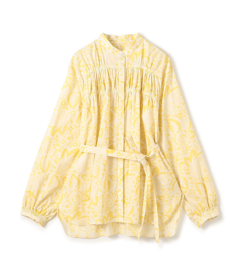 コットンローンプリント シャーリングチュニックブラウス