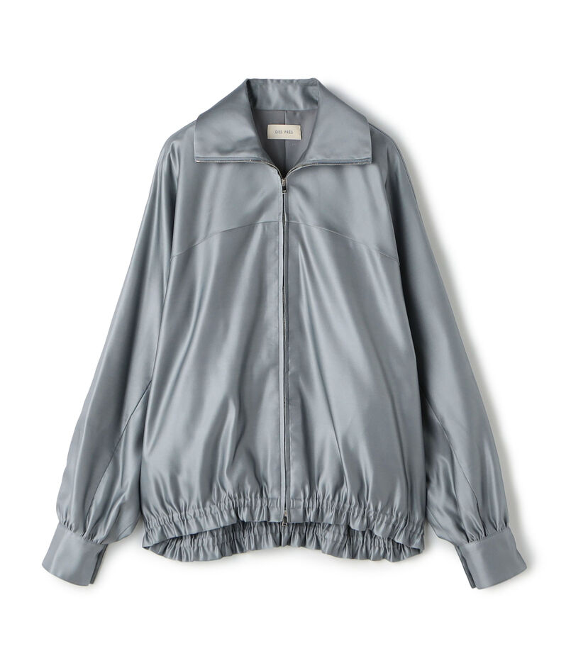 トリアセテートシルクサテン ジップアップブルゾン