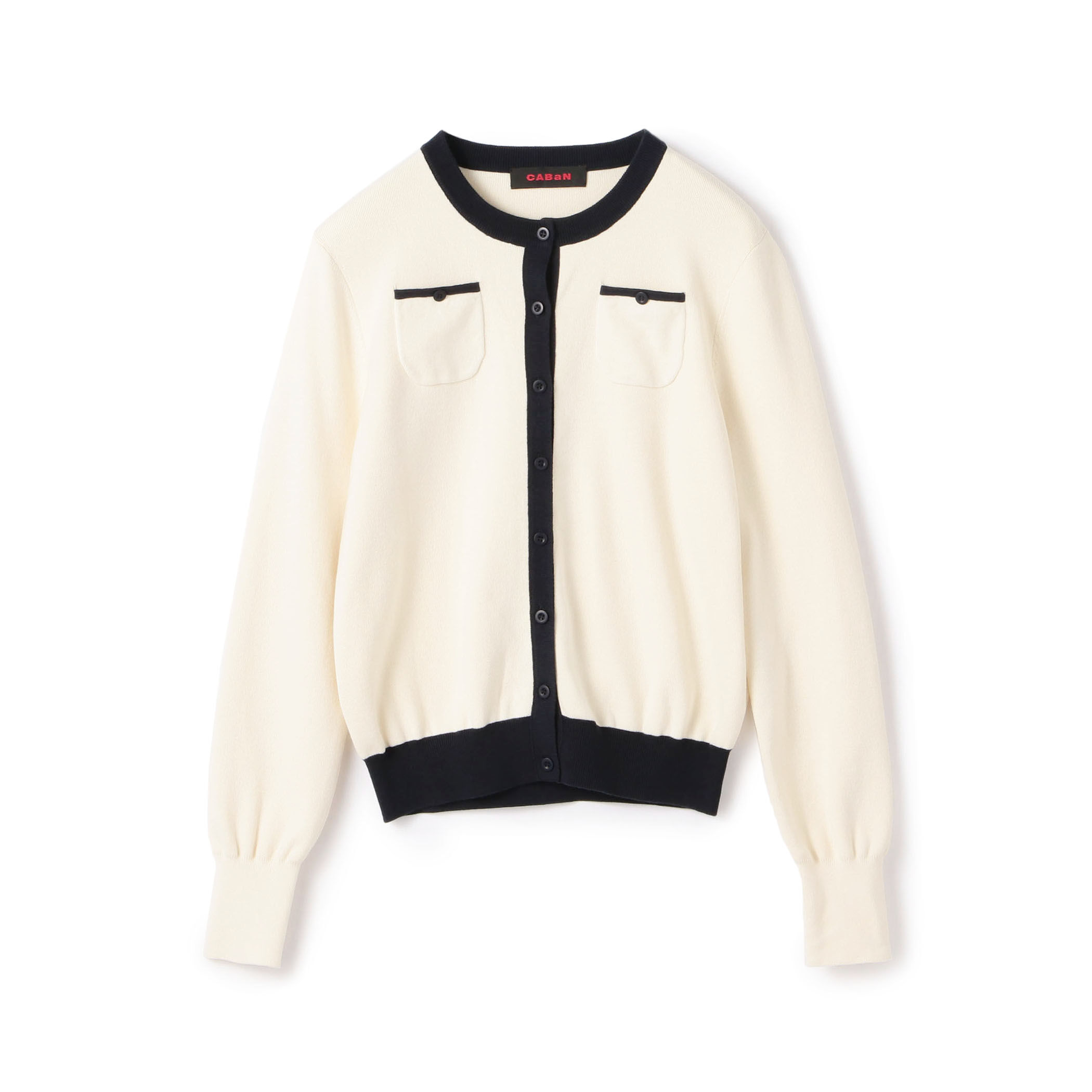 【驚きの値段】 CABaN コットンカシミヤ バイカラークルーネックカーディガン トップス