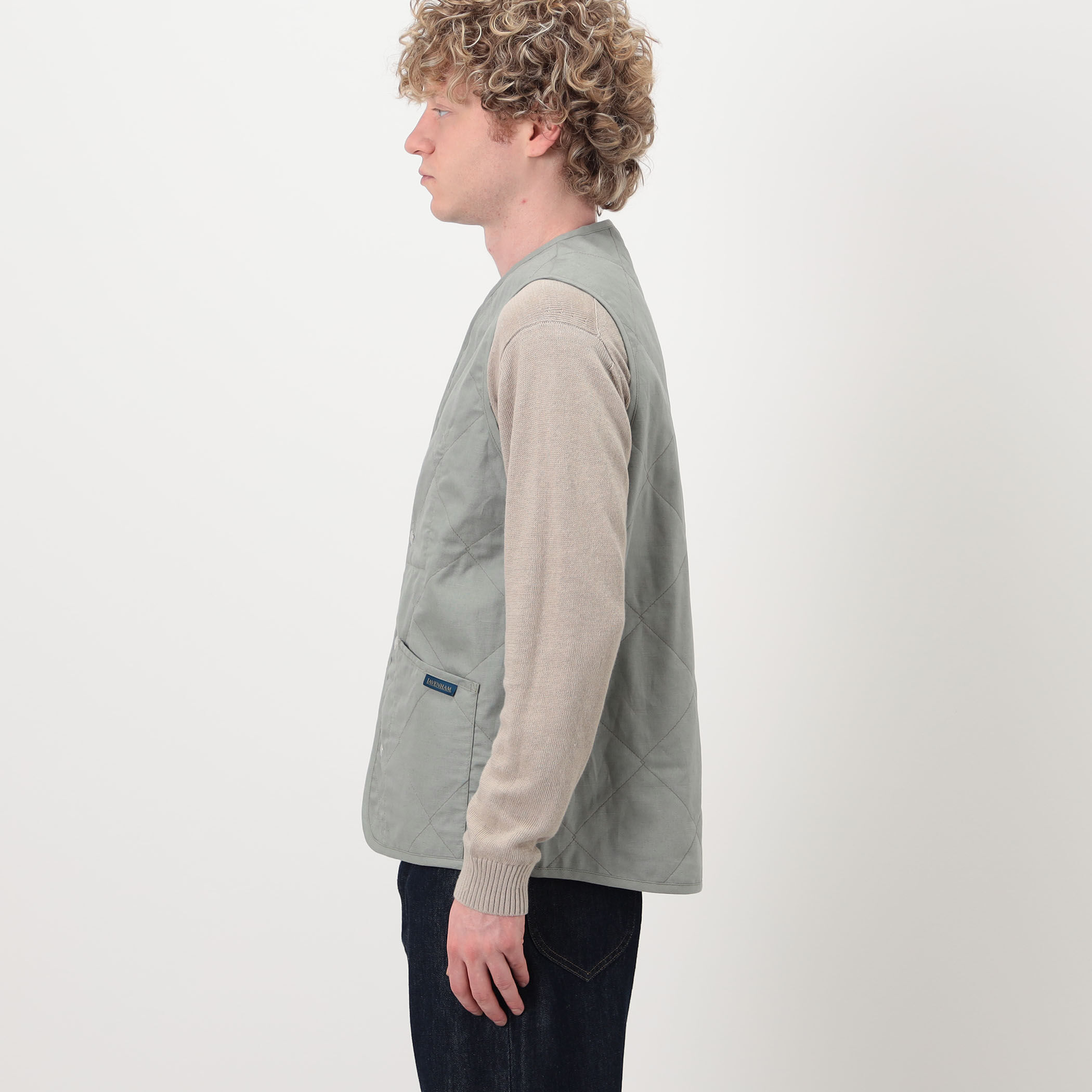 LAVENHAM UNWADDED THORNHAM リネンコットン キルティングベスト