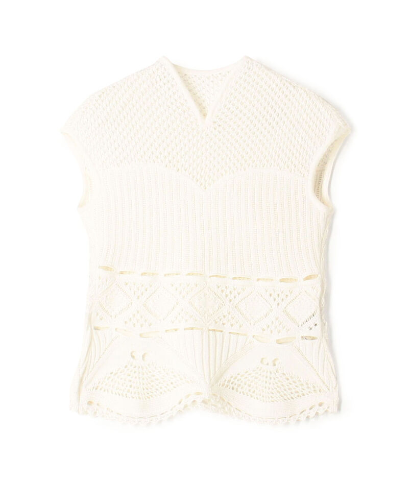 Mame Kurogouchi Cotton Lace Sleeveless Knitted Top