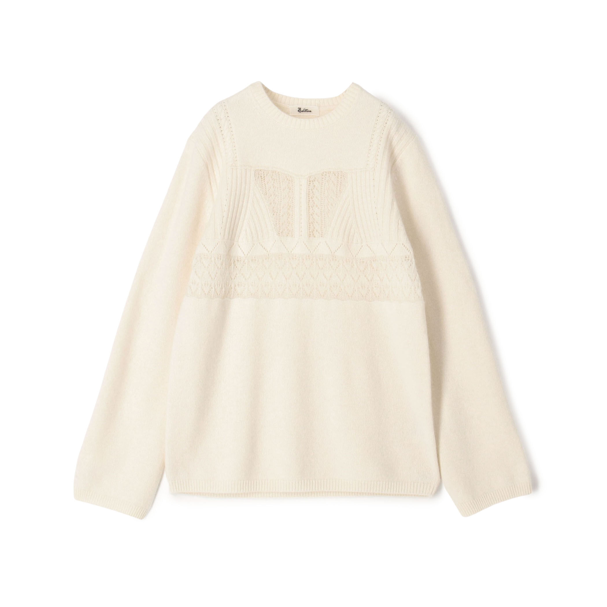 パッチワークレース クルーネックニット｜トゥモローランド 公式通販