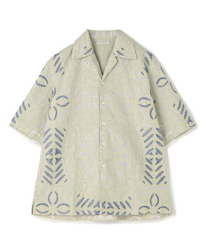 コットン エンブロイダリー オープンカラーシャツ