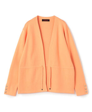 コットンカシミヤ Vカラーレスカーディガン