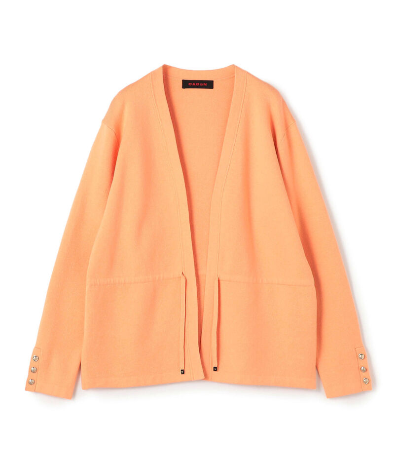 コットンカシミヤ Vカラーレスカーディガン