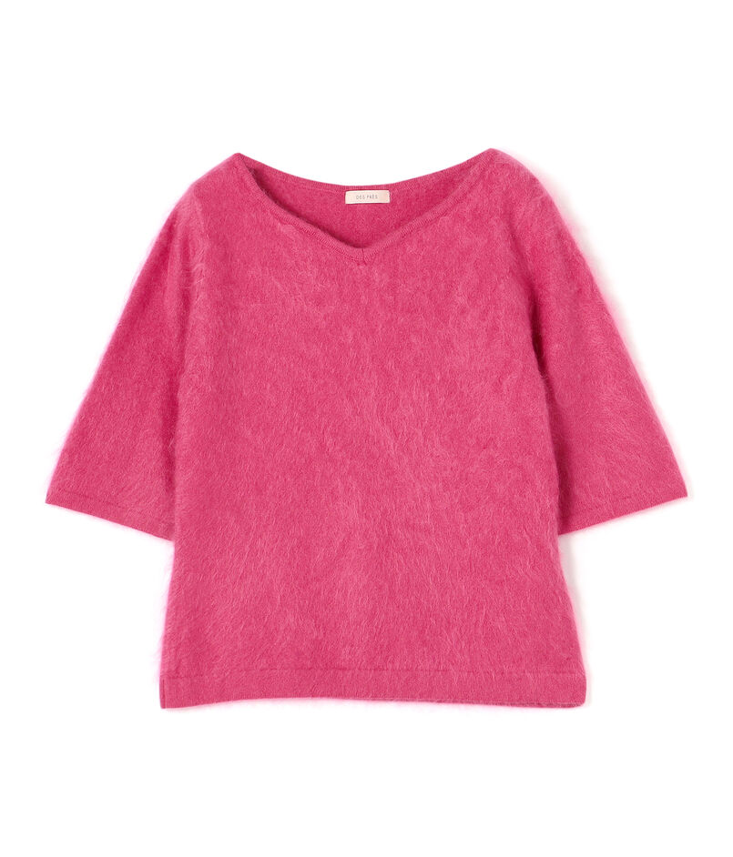 ピュアカシミヤファー Vネックプルオーバー