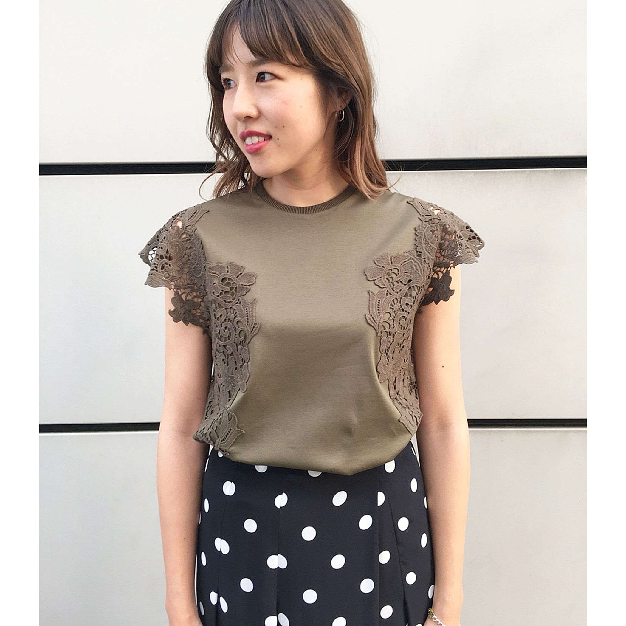 TOMORROWLAND エンブロイダリーレースコンビフレンチスリーブ Tシャツ