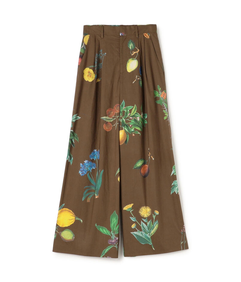 CABaN コットン Green Showerプリント 2タックワイドパンツ