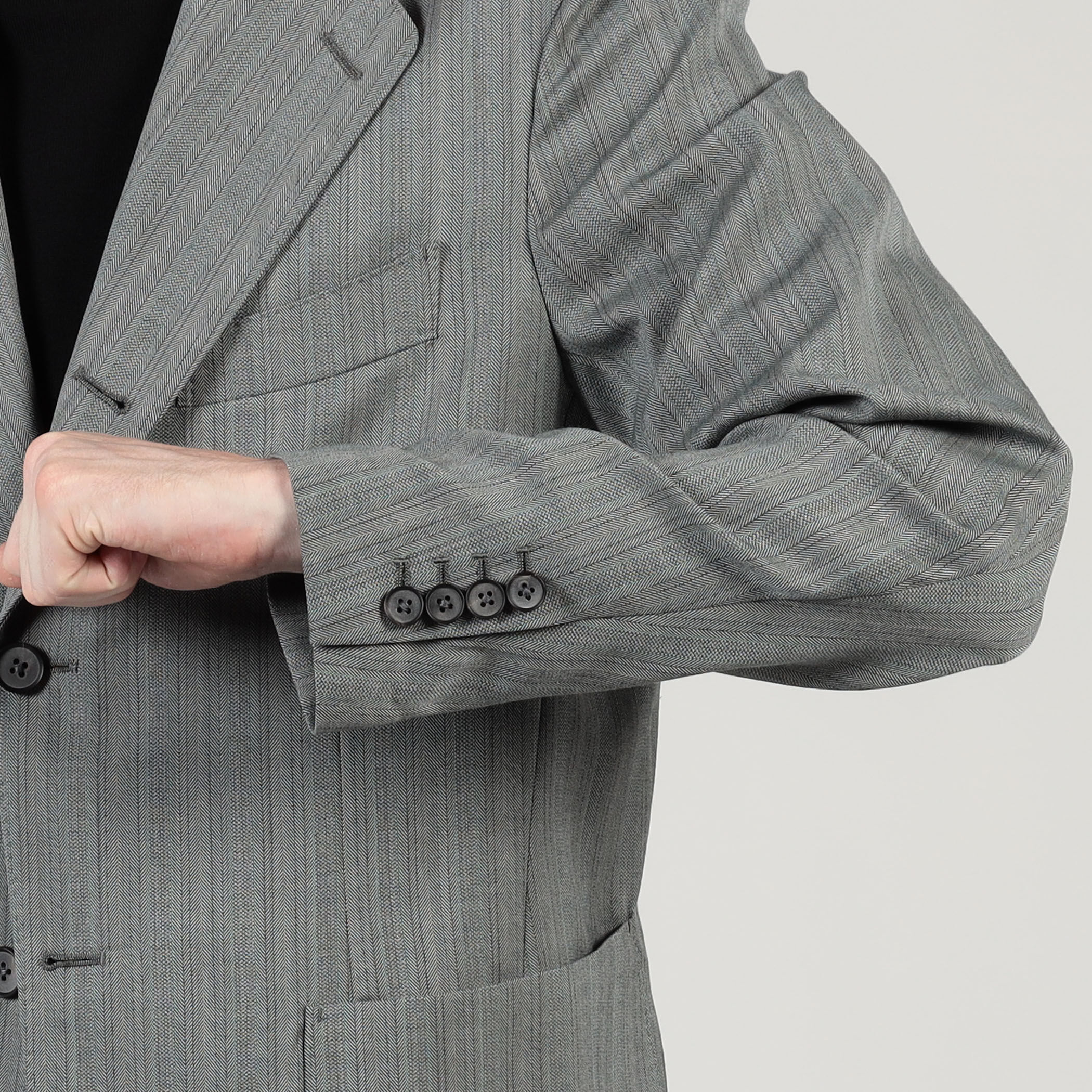 サイズ3 マーティーアンドサンズ アンコンシングルジャケット 撚杢へリンボーン サイズ3 マーティーアンドサンズ アンコン シングルジャケット 撚杢