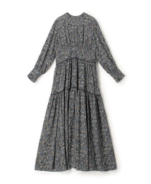ポリエステルジョーゼットプリント ティアードワンピース