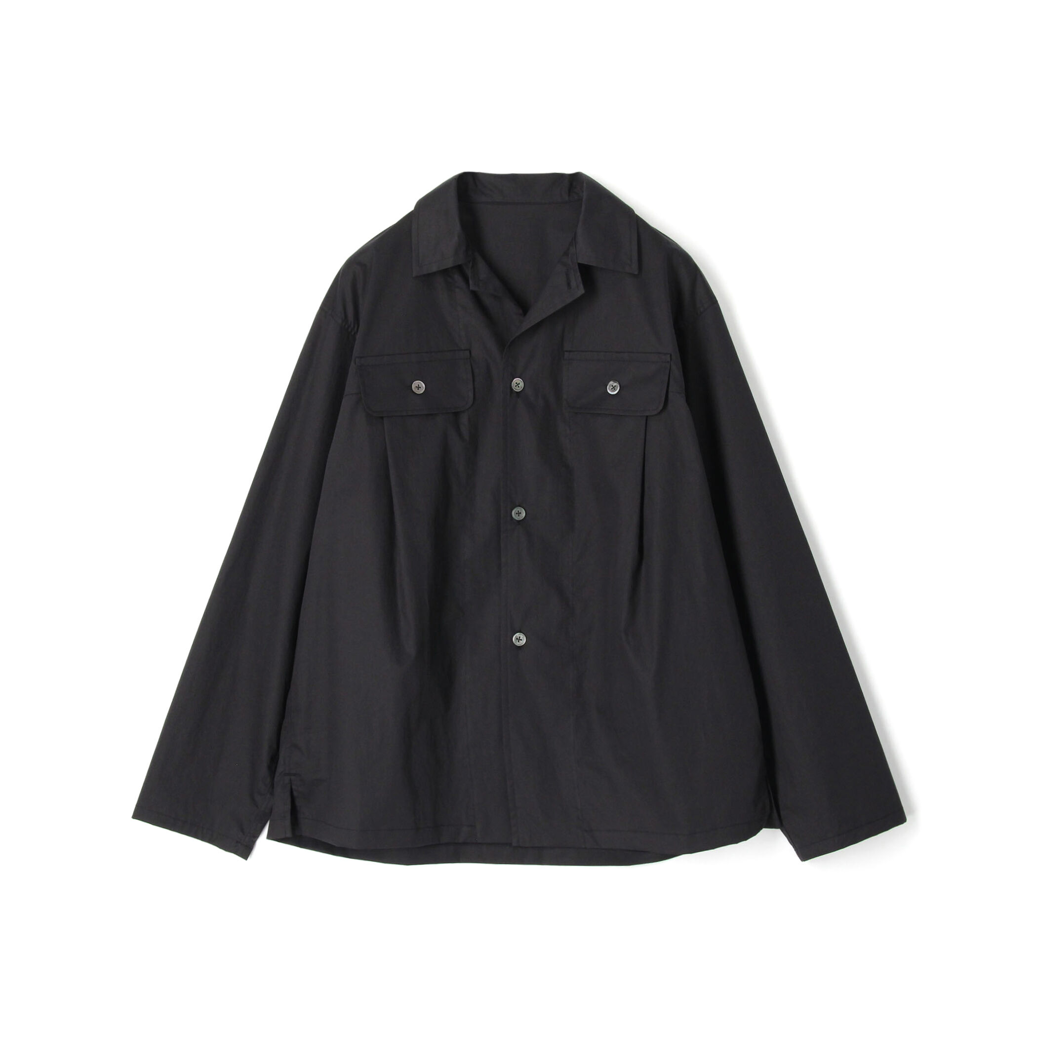 66センチカラー【美品】TomorrowLand ★ コットンオープンカラーシャツ 黒