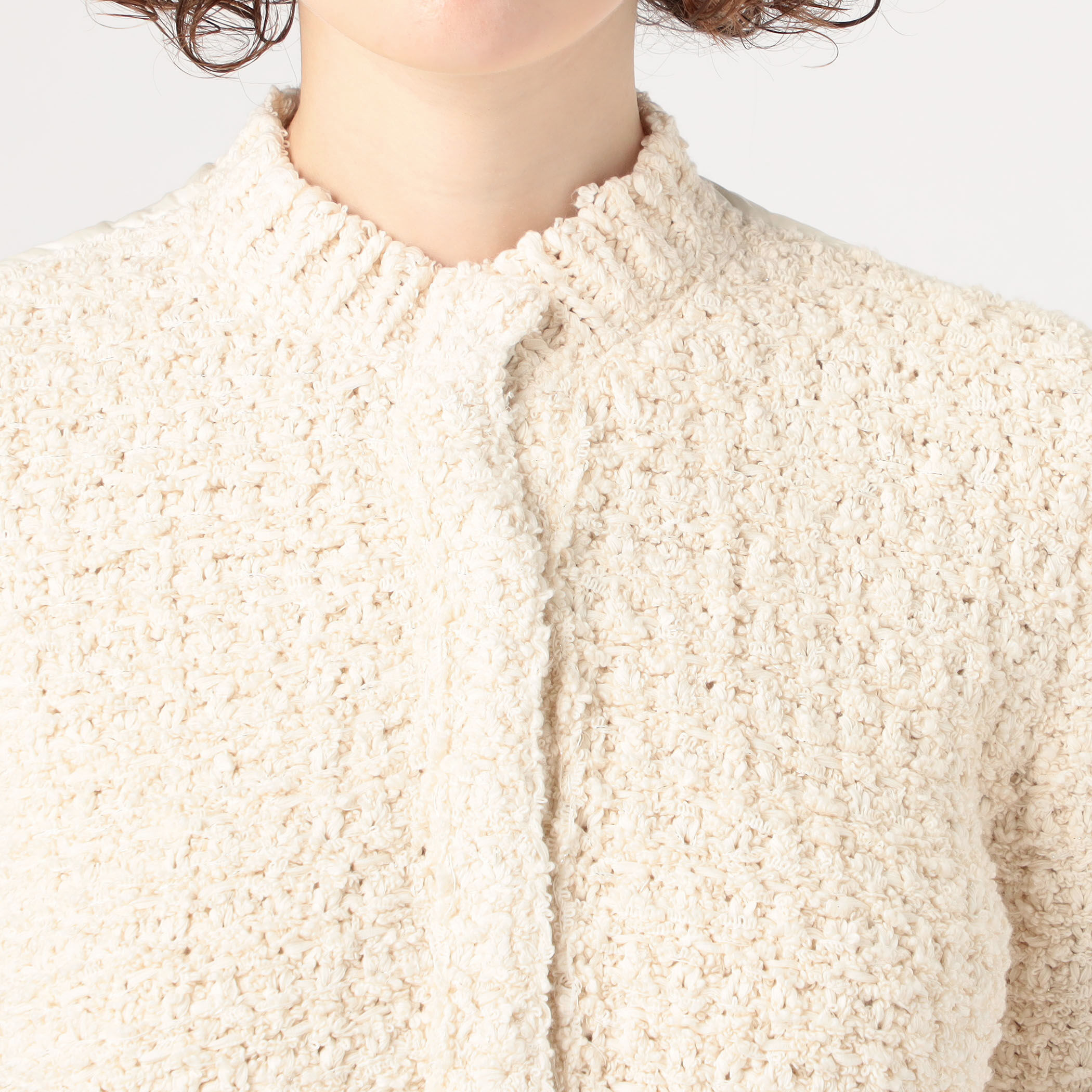 トゥモローランド　ブークレカーディガン ウールナイロンブークレー フロントオープンカーディガン