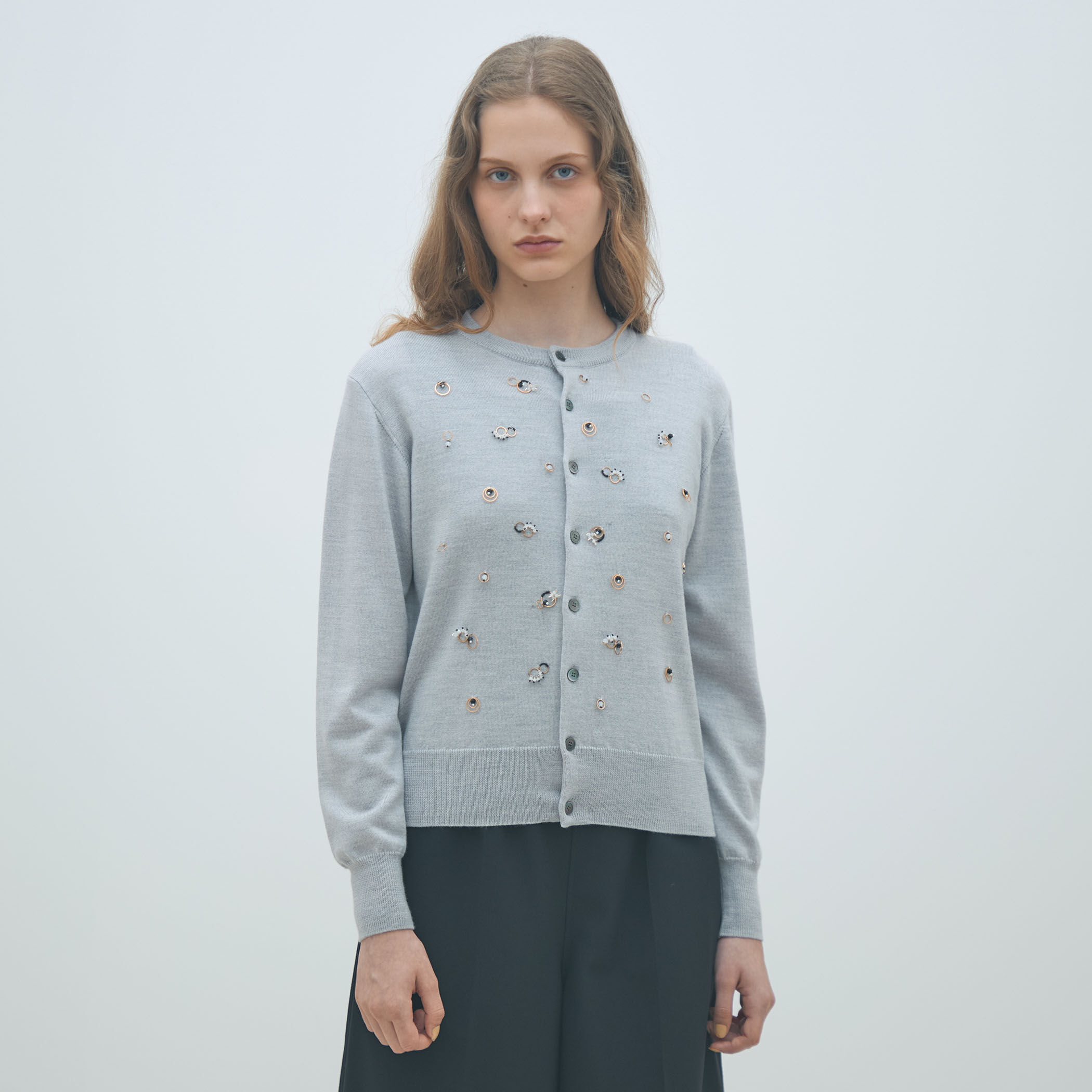 ウールビジュー クルーネックカーディガン｜トゥモローランド 公式通販