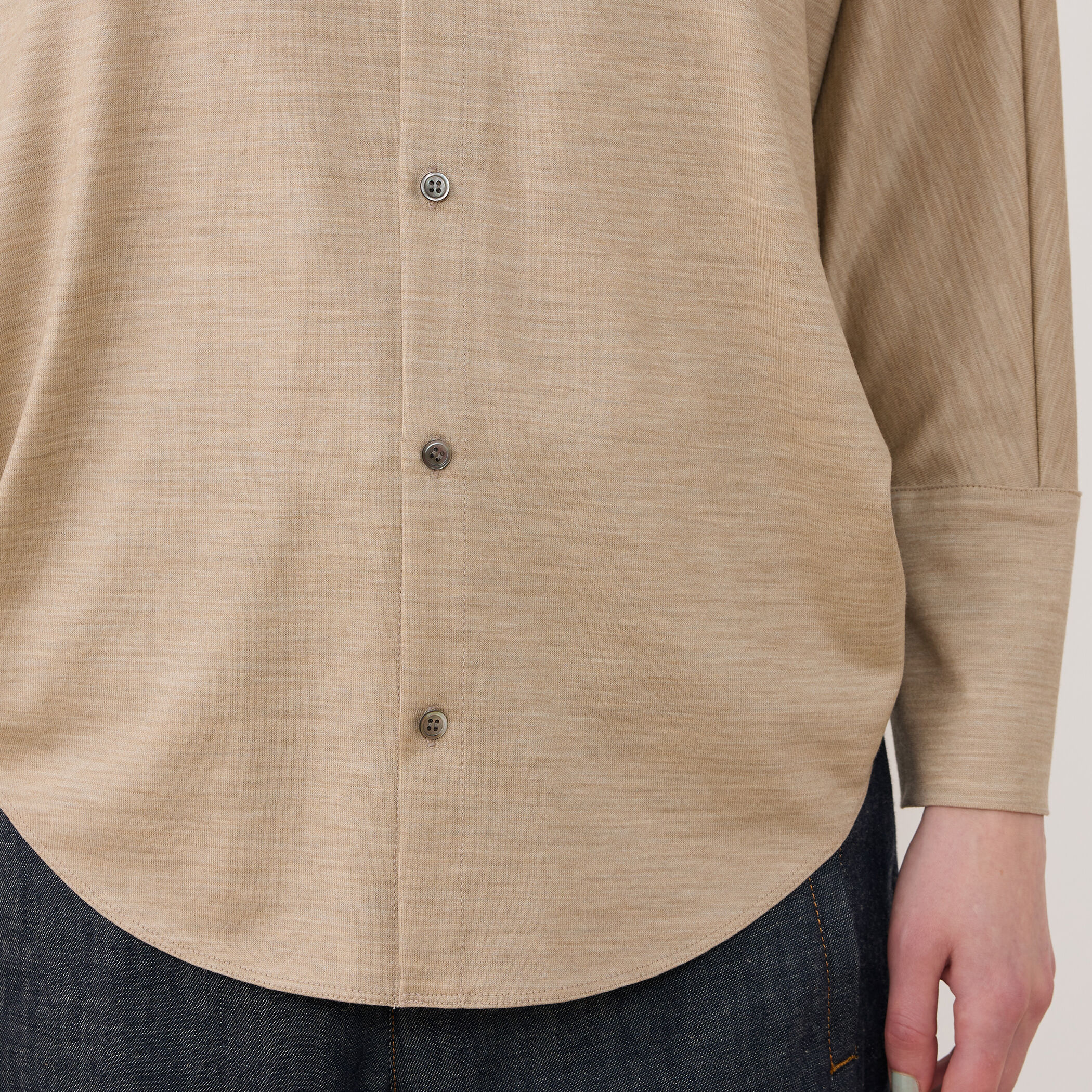 ウォッシャブルウールジャージー ドルマンスリーブシャツ