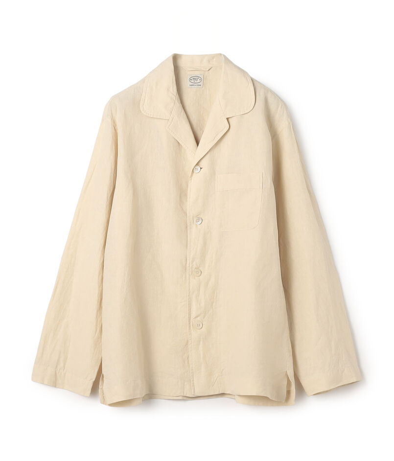 80リネン パジャマカラー オーバーシャツ