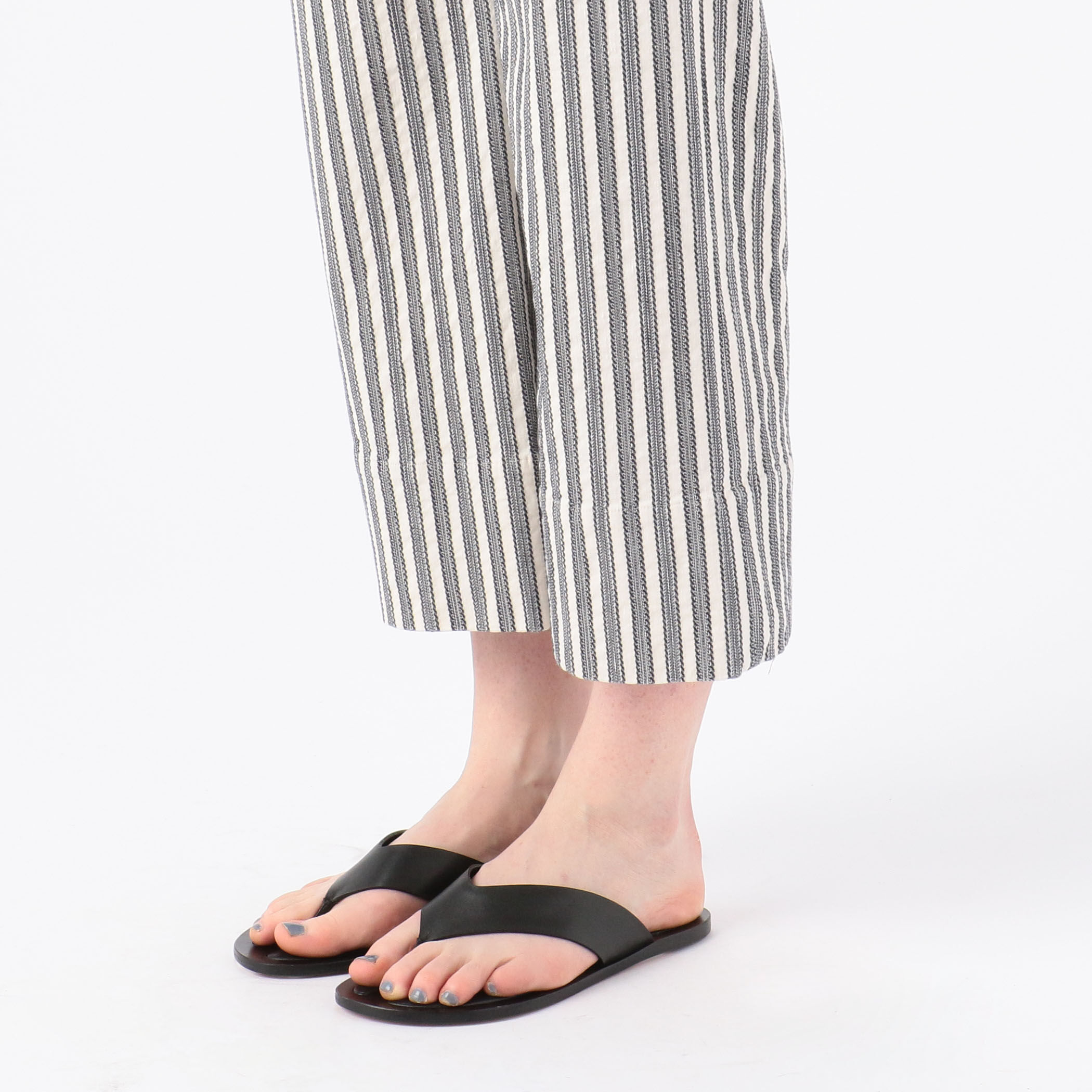 コットンリネンストレッチ セミワイドクロップドパンツ