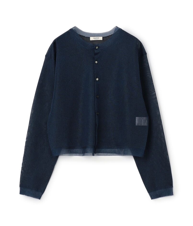 シアーレイヤー クルーネックカーディガン