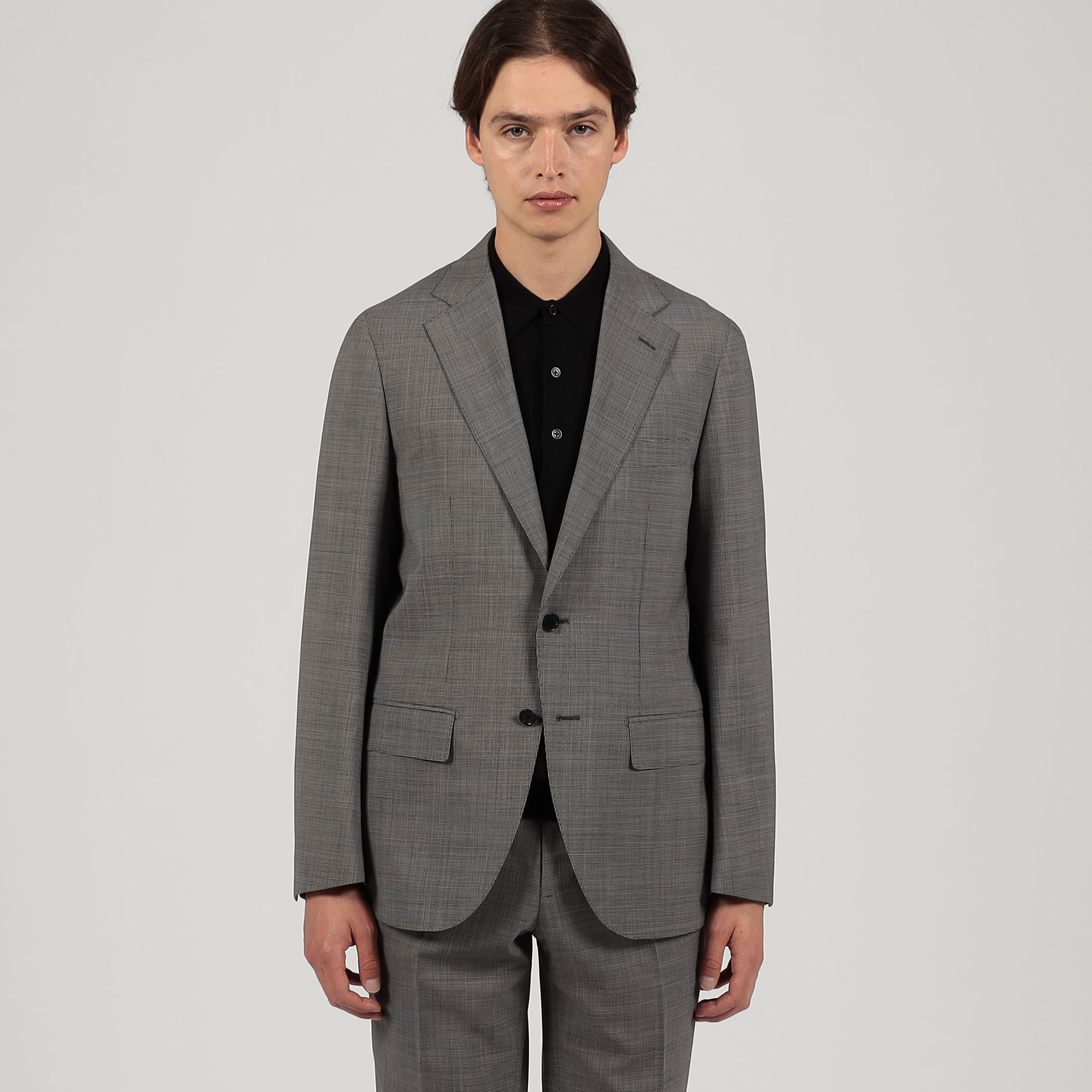 □Super120'sウールポリエステル シングルブレステッド2Bジャケット